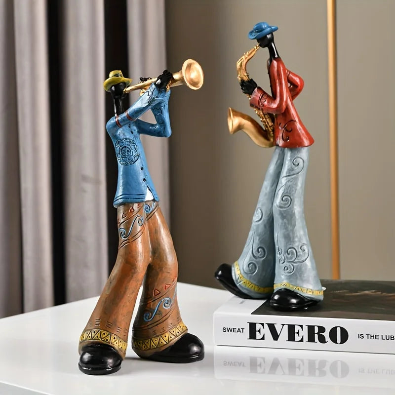 Cadeau unique : figurine de collection musicien jazz en résine pour amateurs de musique et d'art.
