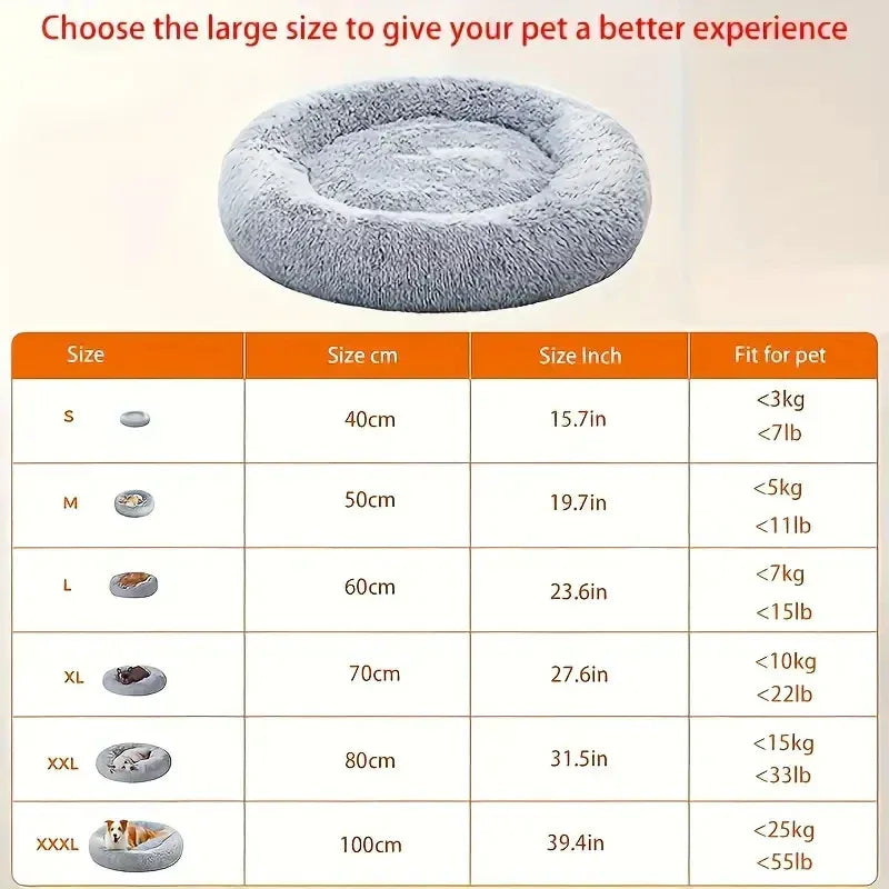 Panier de sommeil confortable en peluche pour chiens et chats, un cocon douillet idéal pour le repos de votre compagnon.