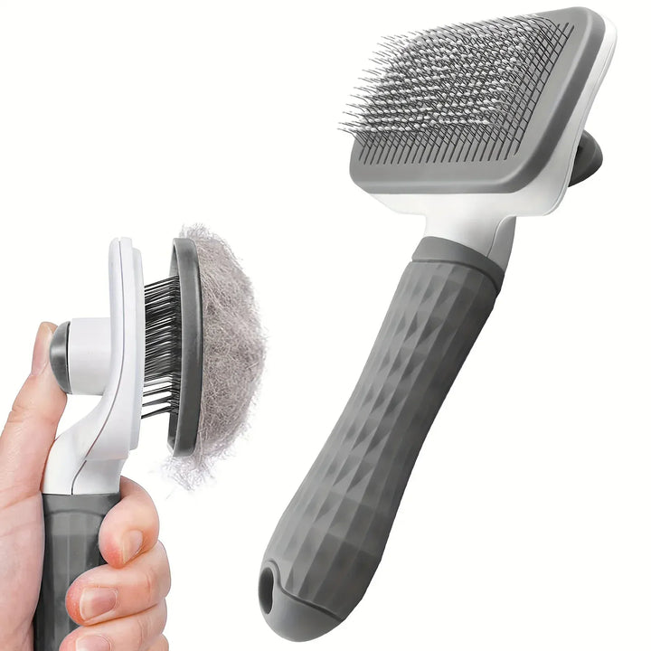 Brosse ergonomique auto-nettoyante pour animaux, chiens et chats. Idéale pour enlever poils morts et soin du pelage.