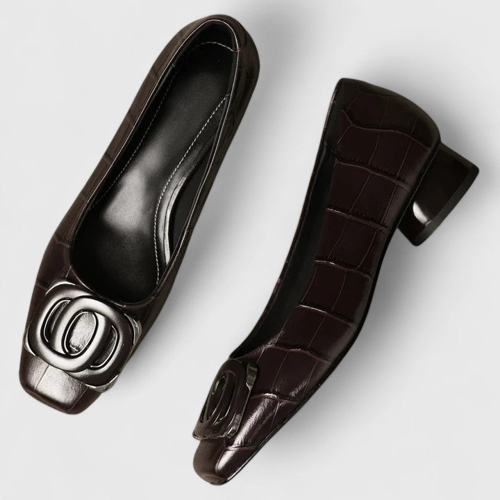 Chaussures Jozie femme polyvalentes marron, talon bloc pour confort toute la journée, idéales bureau/chic.