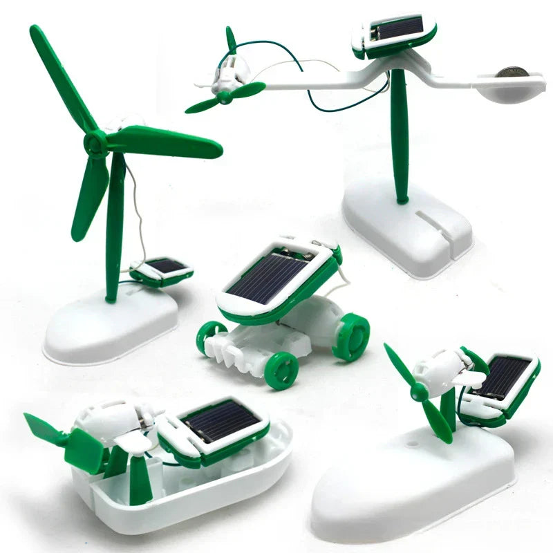 Kit Robot Solaire 6-en-1 pour enfants, jouet éducatif STEM DIY, apprentissage énergie renouvelable.