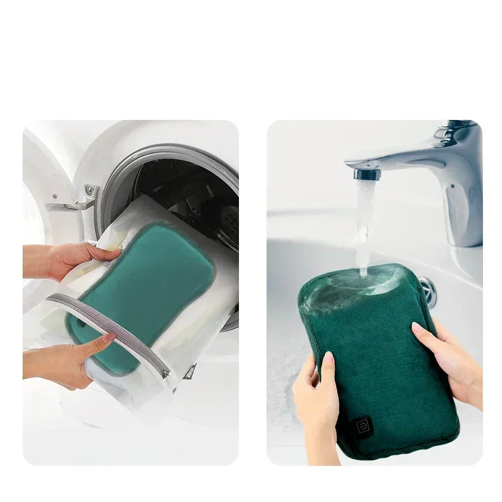 Coussin chauffant rechargeable pour soulagement rapide des douleurs abdominales ou dorsales, confort hivernal.