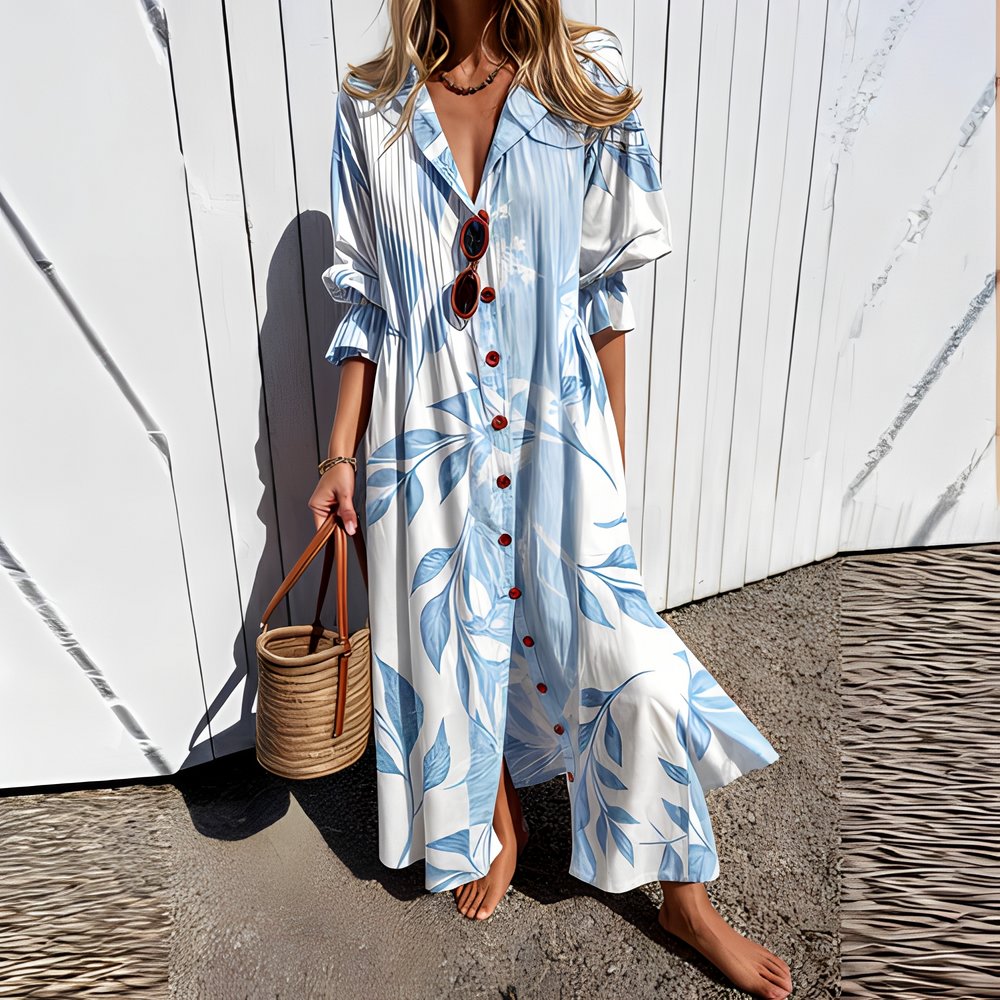 Robe longue femme, fluide et légère, chic et décontractée, idéale pour le printemps et l'été.