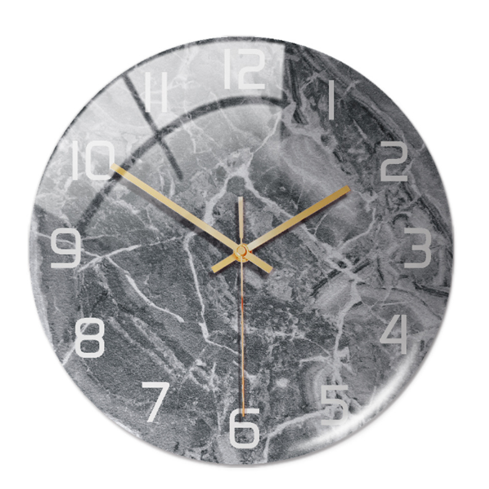 Horloge de cuisine silencieuse Ø30 cm, effet marbre, design contemporain et sans tic-tac.