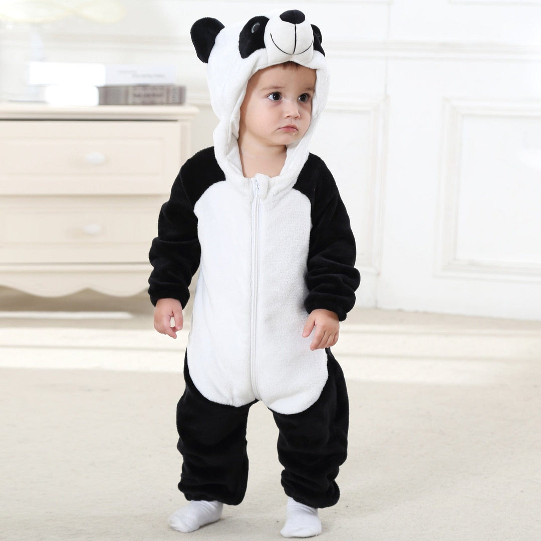 Grenouillère polaire bébé panda, déguisement animal mignon et confortable pour enfant. Chaleur garantie en hiver.