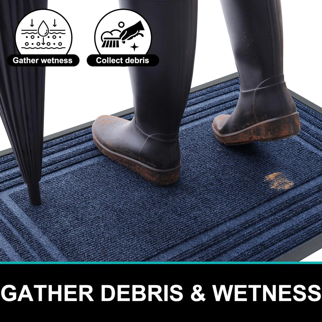 Tapis de paillasson en caoutchouc antidérapant. Capture efficacement saleté et humidité des chaussures.