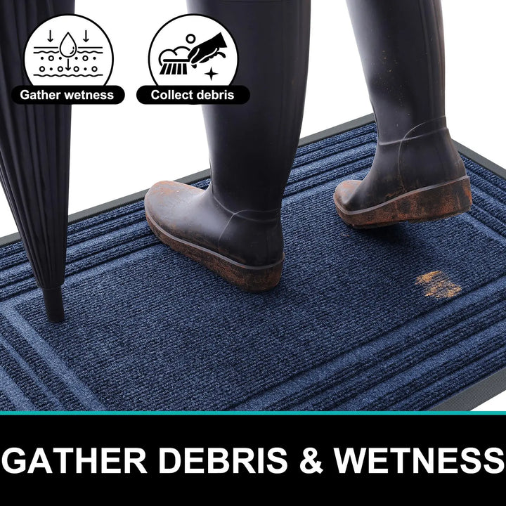 Tapis de paillasson en caoutchouc antidérapant. Capture efficacement saleté et humidité des chaussures.
