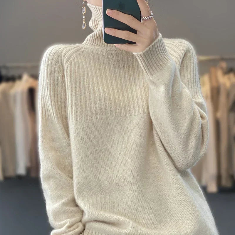 Pull col roulé femme Luan, tricot doux et moderne pour l'hiver.