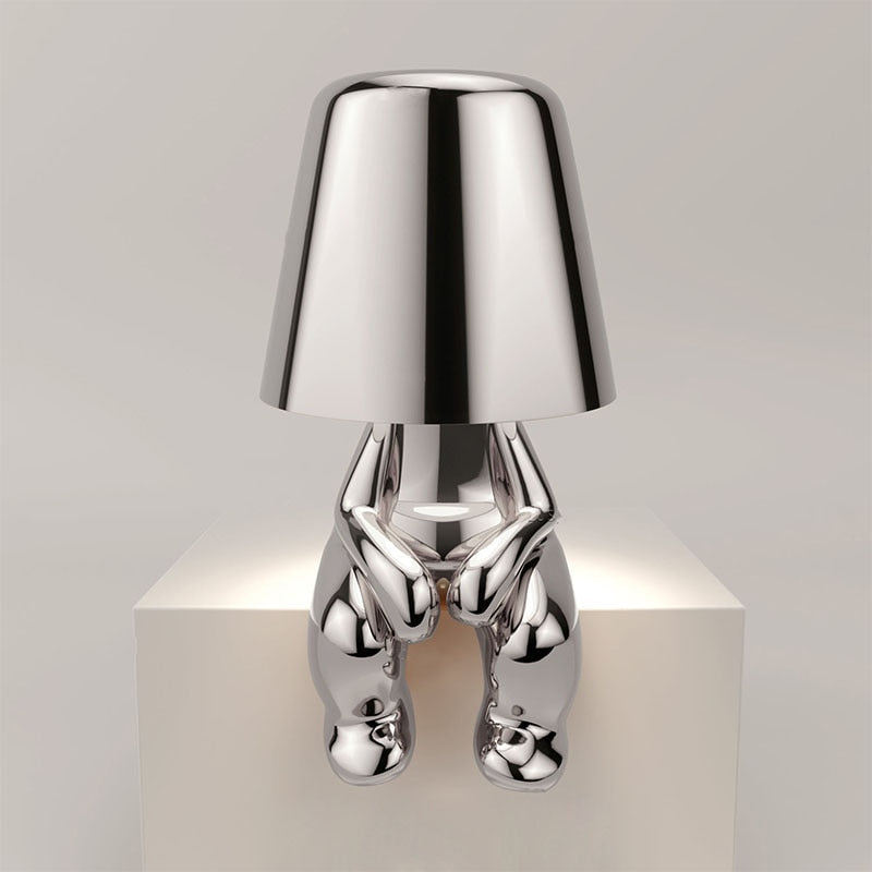 Lampe de table LED à lumière chaude, ornement homme stylisé moderne, lumière d'ambiance pour décoration.