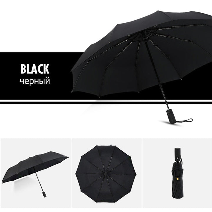 Robuste parapluie tempête pliable pour extérieur, résistant au vent fort, hommes et femmes.