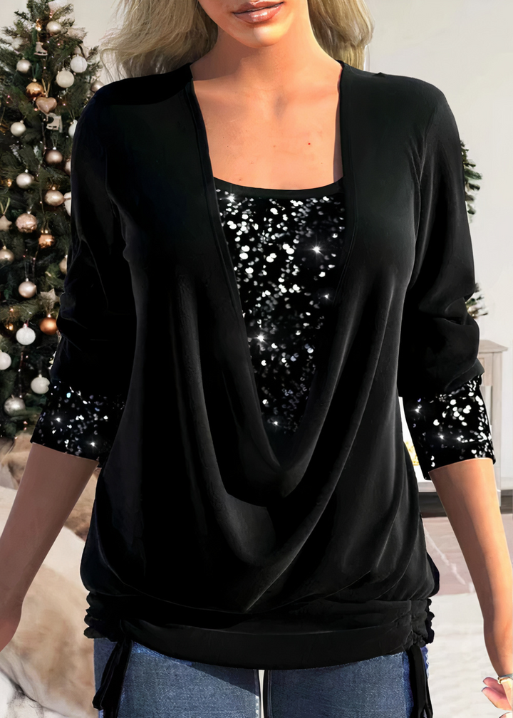 Blouse élégante pour femme, tendance glamour, idéale pour soirées et occasions, style chic.