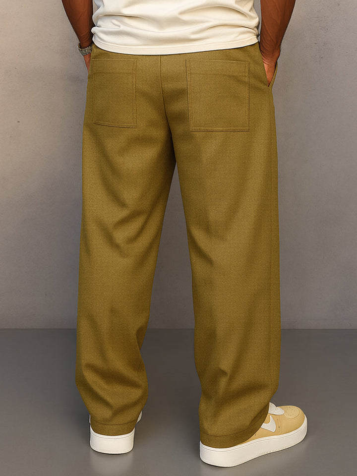 Pantalon casual pour homme, style moderne et polyvalent, taille élastique avec cordon pour une coupe ample.