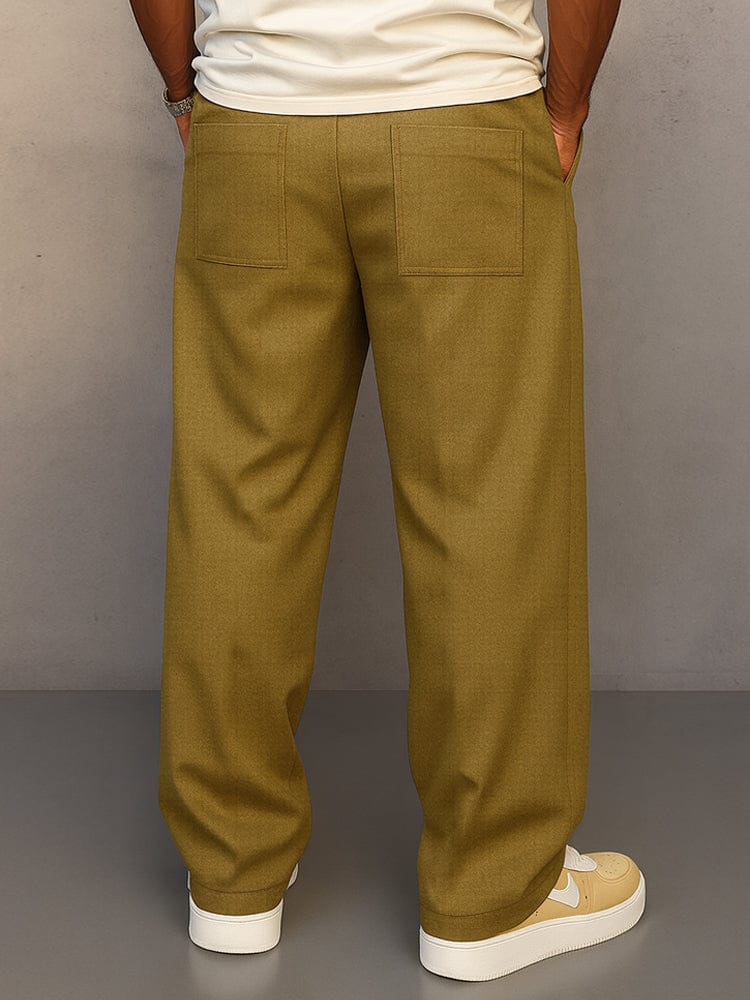 Ce pantalon homme décontracté à jambe large en coton offre confort et style moderne pour diverses occasions.