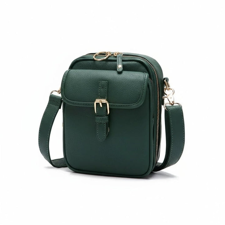 Sac bandoulière DAYGUARD rouge, vue arrière avec poche secrète anti-vol. Confortable et sécurisé pour vos voyages.