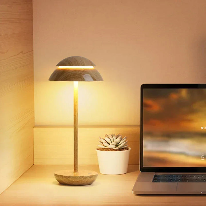 Lampe de table LED sans fil dimmable, design scandinave en aluminium brossé. Éclairage moderne portable pour intérieur.