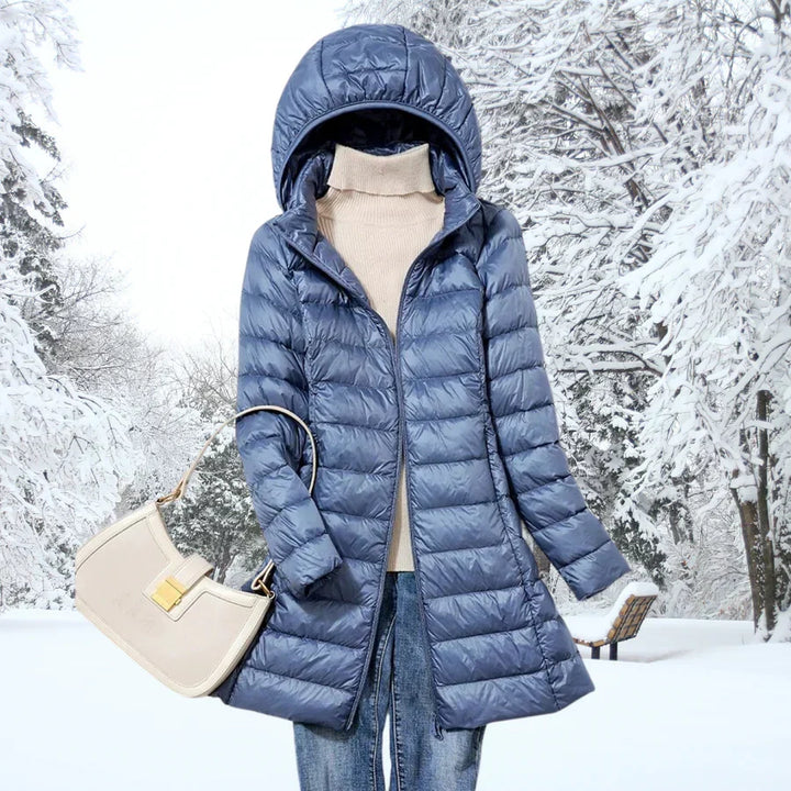 Fermeture éclair robuste et boutons-pression veste femme hiver. Protection efficace et look élégant contre le vent.