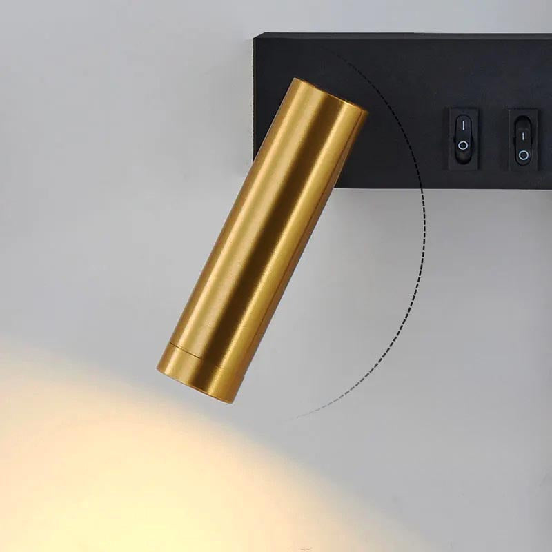 Applique LED design en aluminium brossé, barre verticale et tête réglable, éclairage intérieur contemporain.