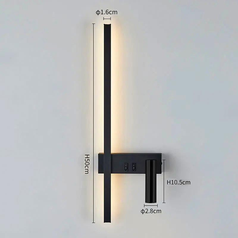 Luminaire mural LED moderne, barre fine et spot réglable, éclairage d'appoint pour une atmosphère cosy.