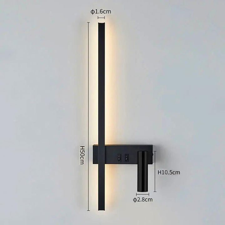 Luminaire mural LED moderne, barre fine et spot réglable, éclairage d'appoint pour une atmosphère cosy.