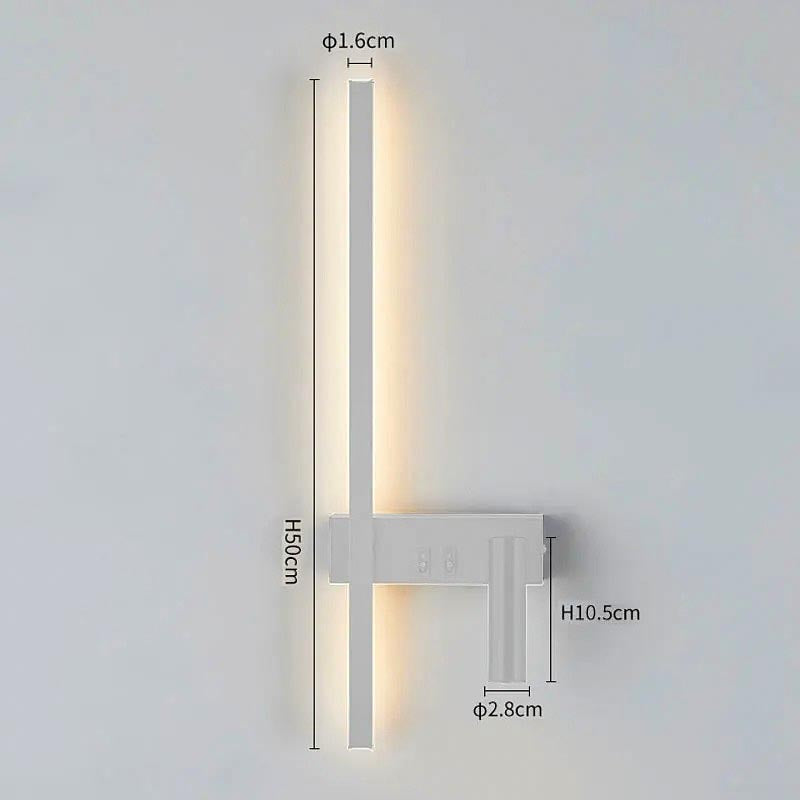 Éclairage mural LED design, barre verticale discrète, réflecteur orientable, parfait pour chambre ou salon.