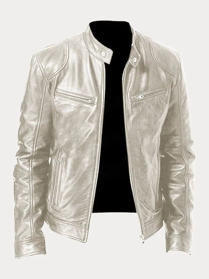Élégante veste motard femme noire, design contemporain, fermeture éclair, décontractée.