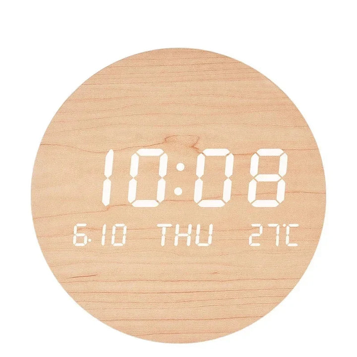 Horloge design numérique à LED murale, pour une lecture facile de l'heure, date et température ambiante.