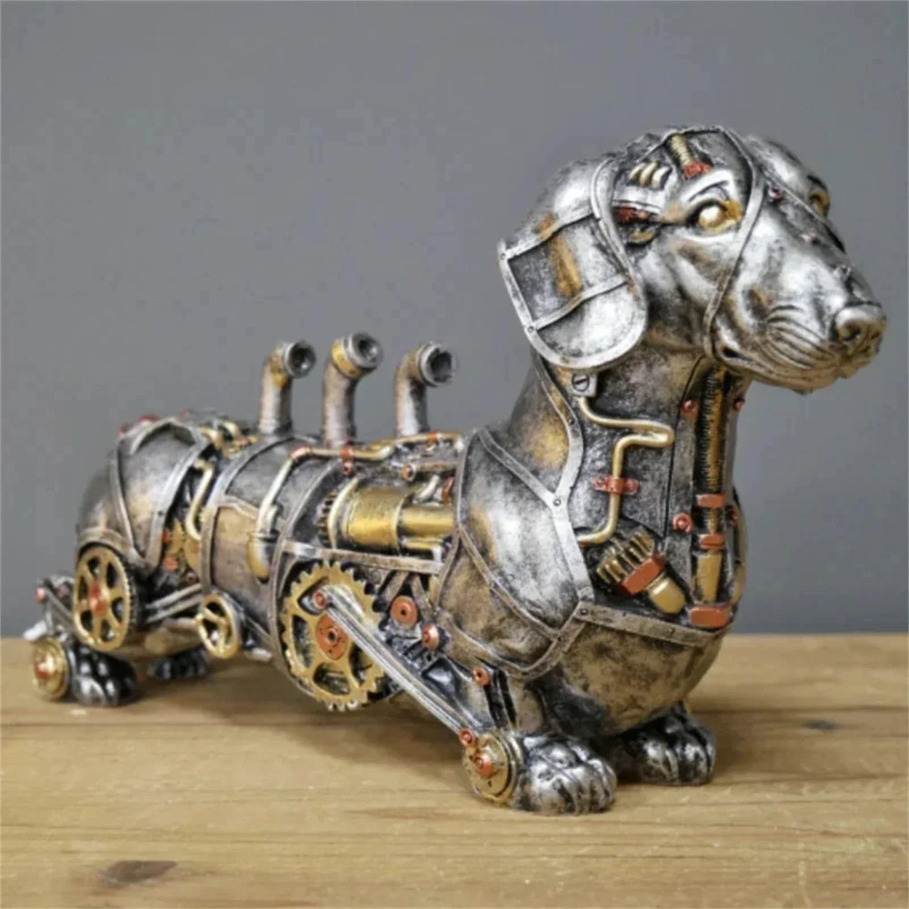 Figurine steampunk en métal, design animalier mécanique. Parfait pour décoration vintage ou industrielle.