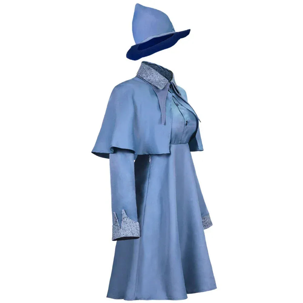 Tenue de sorcière bleu foncé pour femmes, au design élégant et magique, parfaite pour les fêtes costumées.