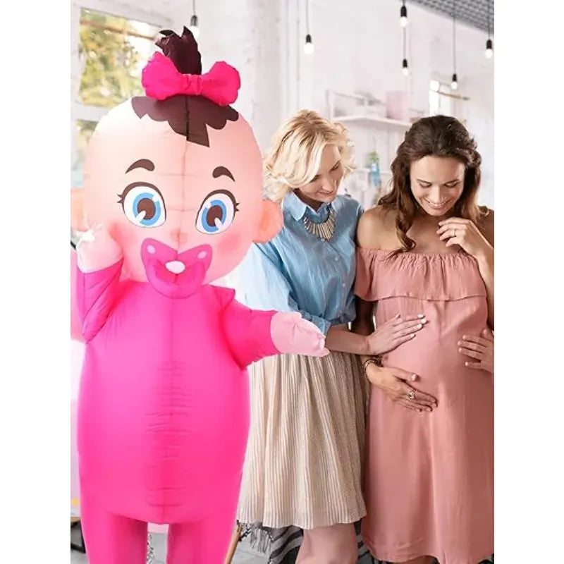 Photo d'un déguisement gonflable de bébé géant pour adulte. Amusant pour fête, Halloween, gender reveal.
