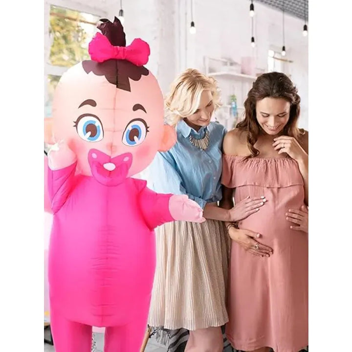Photo d'un déguisement gonflable de bébé géant pour adulte. Amusant pour fête, Halloween, gender reveal.