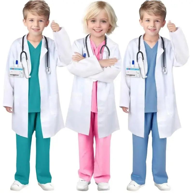 Déguisement enfant médecin-infirmière avec stéthoscope, parfait pour jeu de rôle et imagination (fille/garçon).