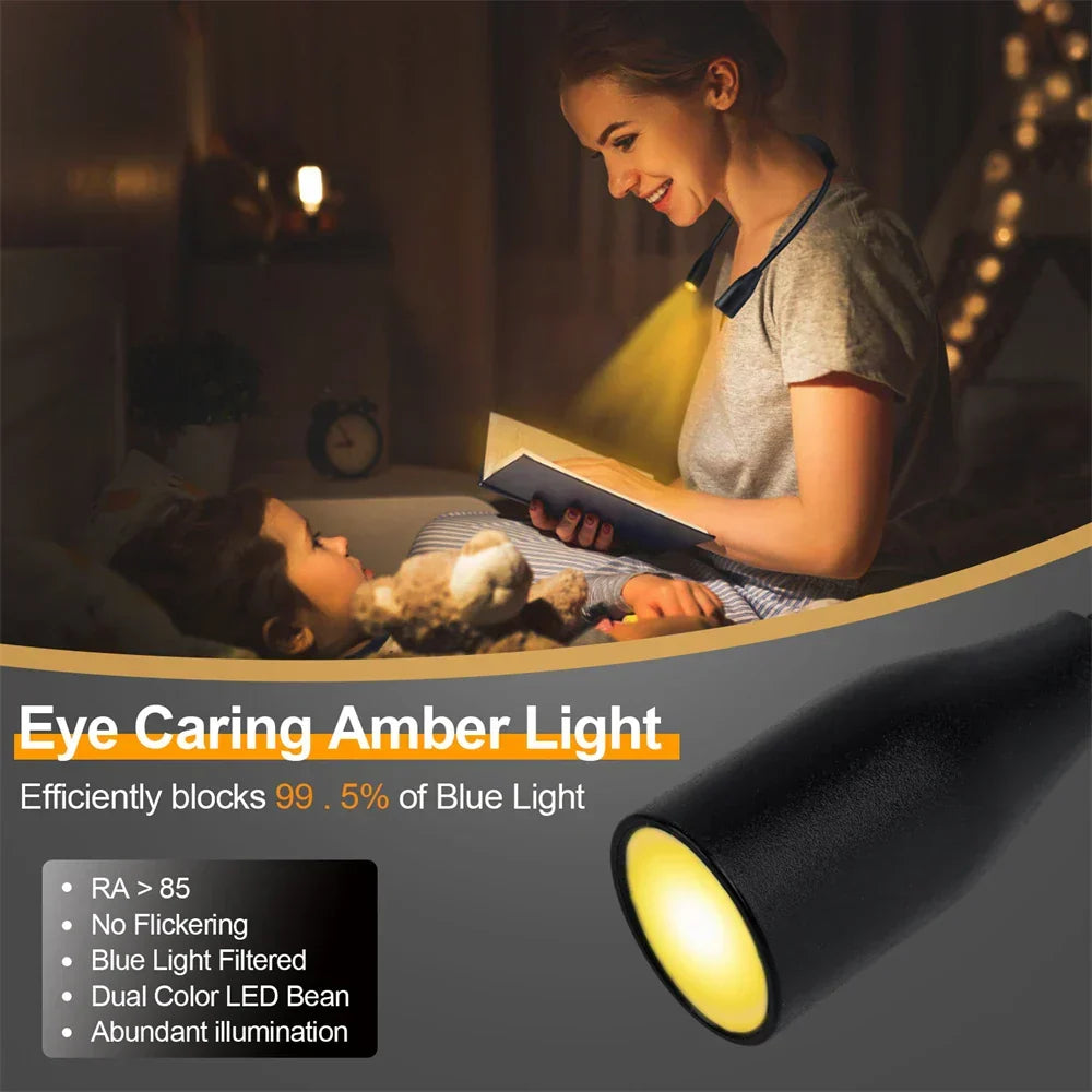 Lampe LED de cou rechargeable USB pour lecture nocturne et loisirs créatifs, éclairage flexible.