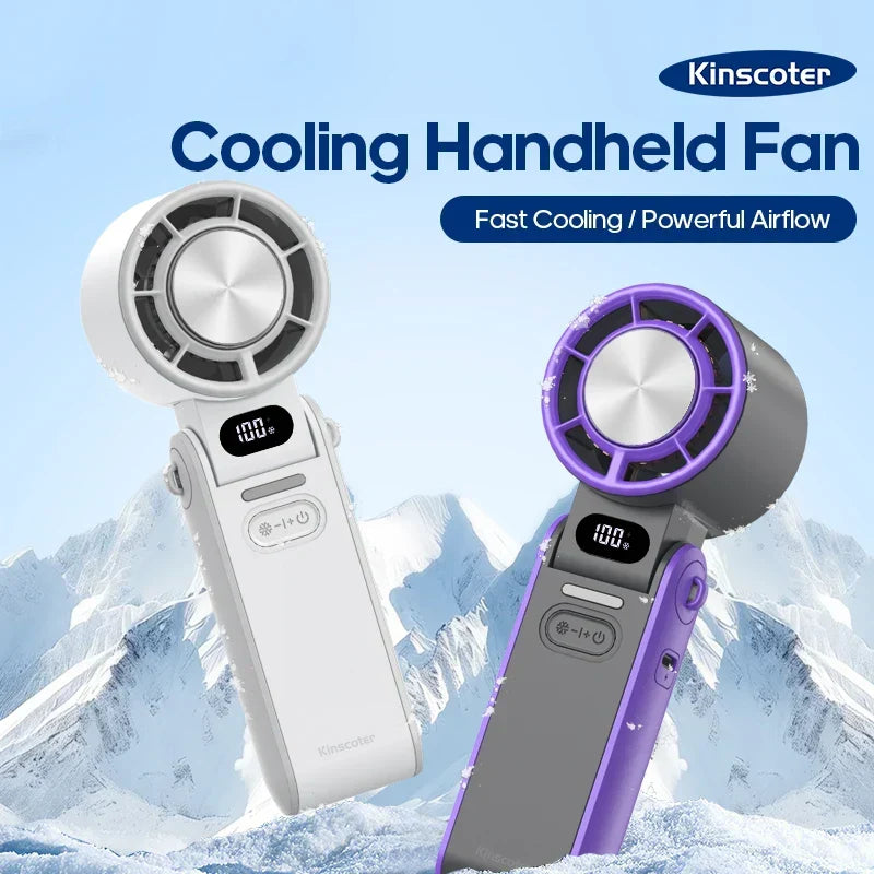 Mini ventilateur main portable Ice-Cool USB-C, idéal pour le voyage et le bureau.