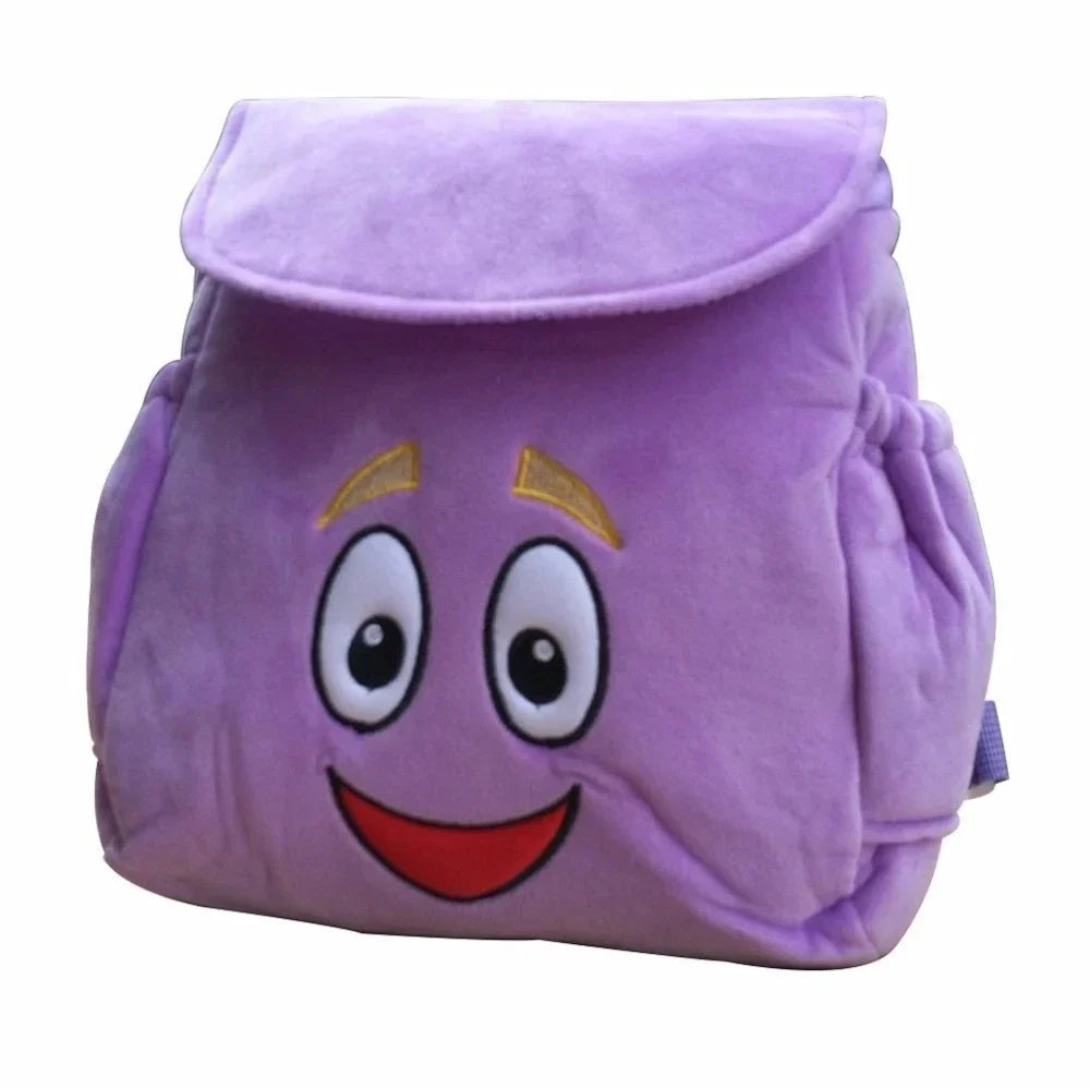 Sac à dos polyester violet pour fille ou garçon, accessoire scolaire ou cadeau, motif explorateur.