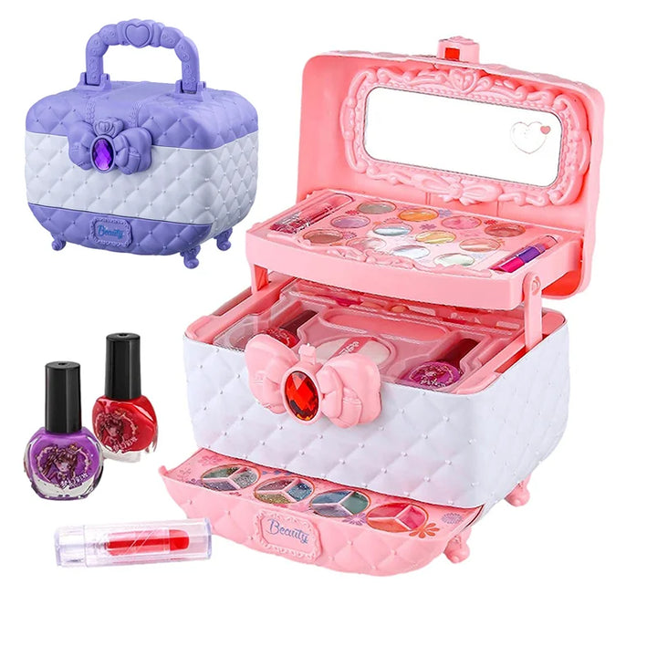 Set de maquillage PrincessAura luxe pour enfant, sûr et non toxique. Kit beauté complet pour jeu de rôle créatif.