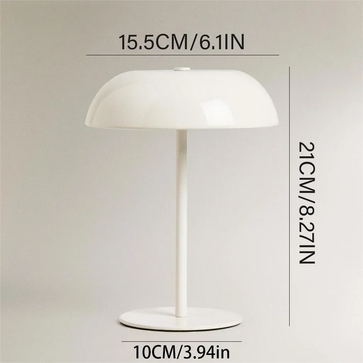 Lampe tactile champignon LED sans fil, rechargeable, pour une lumière d'ambiance moderne et portable.