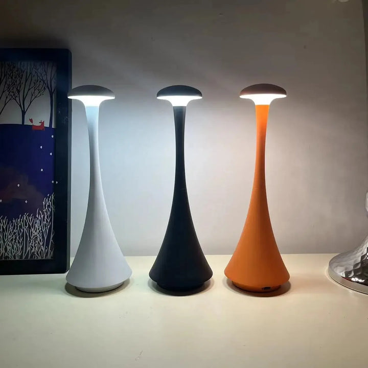Lampe de table champignon LED tactile, sans fil, dimmable, rechargeable, décoration et éclairage.