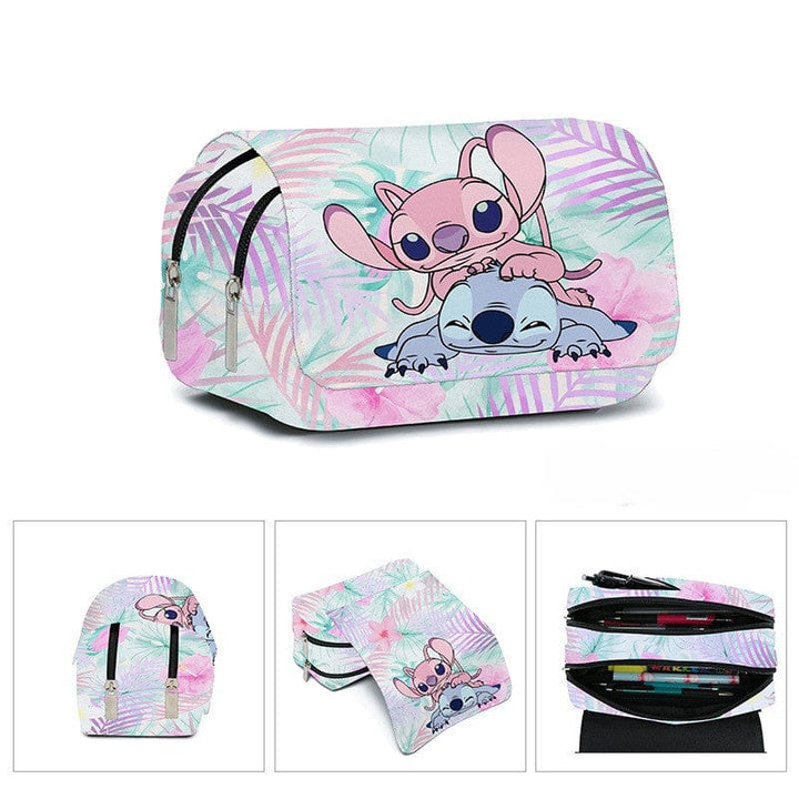 Trousse Stitch le personnage préféré, rabat pratique pour fournitures scolaires d'enfant. Parfaite rentrée.