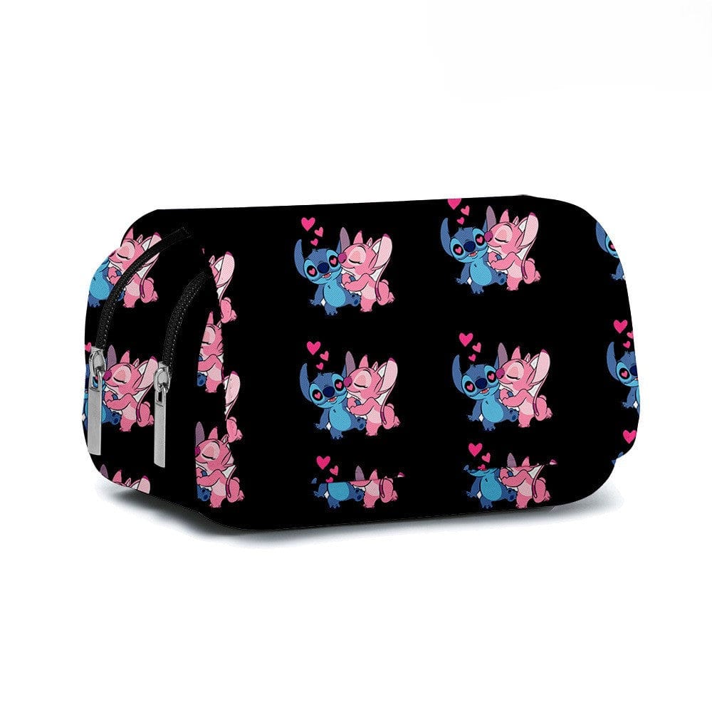 Adorable trousse Stitch fantaisie à rabat, cadeau parfait pour jeunes fans de dessin animé. Pour la rentrée.