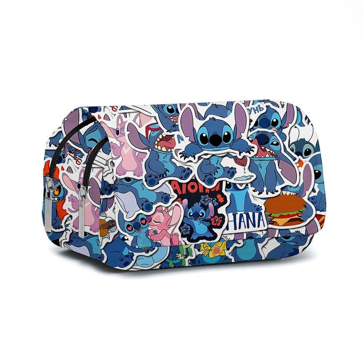 Trousse scolaire Stitch pour enfant, rabat organisateur pour toutes les fournitures de papeterie. Pratique.