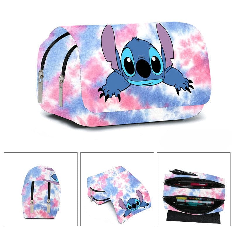 Cadeau idéal: trousse scolaire Stitch à rabat, organisateur adorable pour fournitures d'enfant. Papeterie fun.