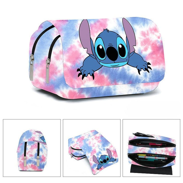 Cadeau idéal: trousse scolaire Stitch à rabat, organisateur adorable pour fournitures d'enfant. Papeterie fun.