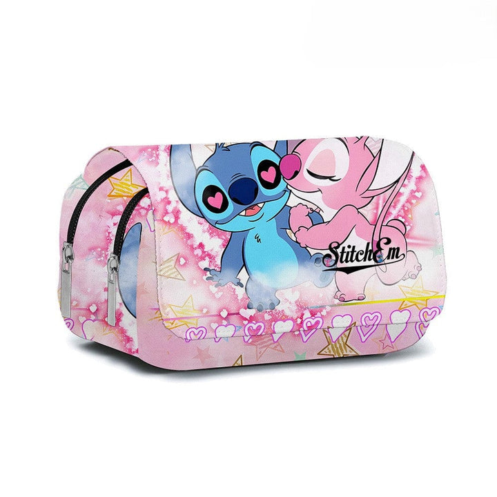 Trousse de rentrée Stitch, design amusant avec rabat pour stylos et crayons des enfants. Fantaisie.