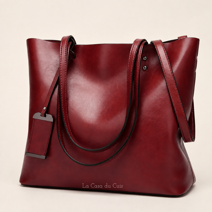 Sac cabas femme en cuir PU noir, élégant et spacieux pour le travail ou le shopping.