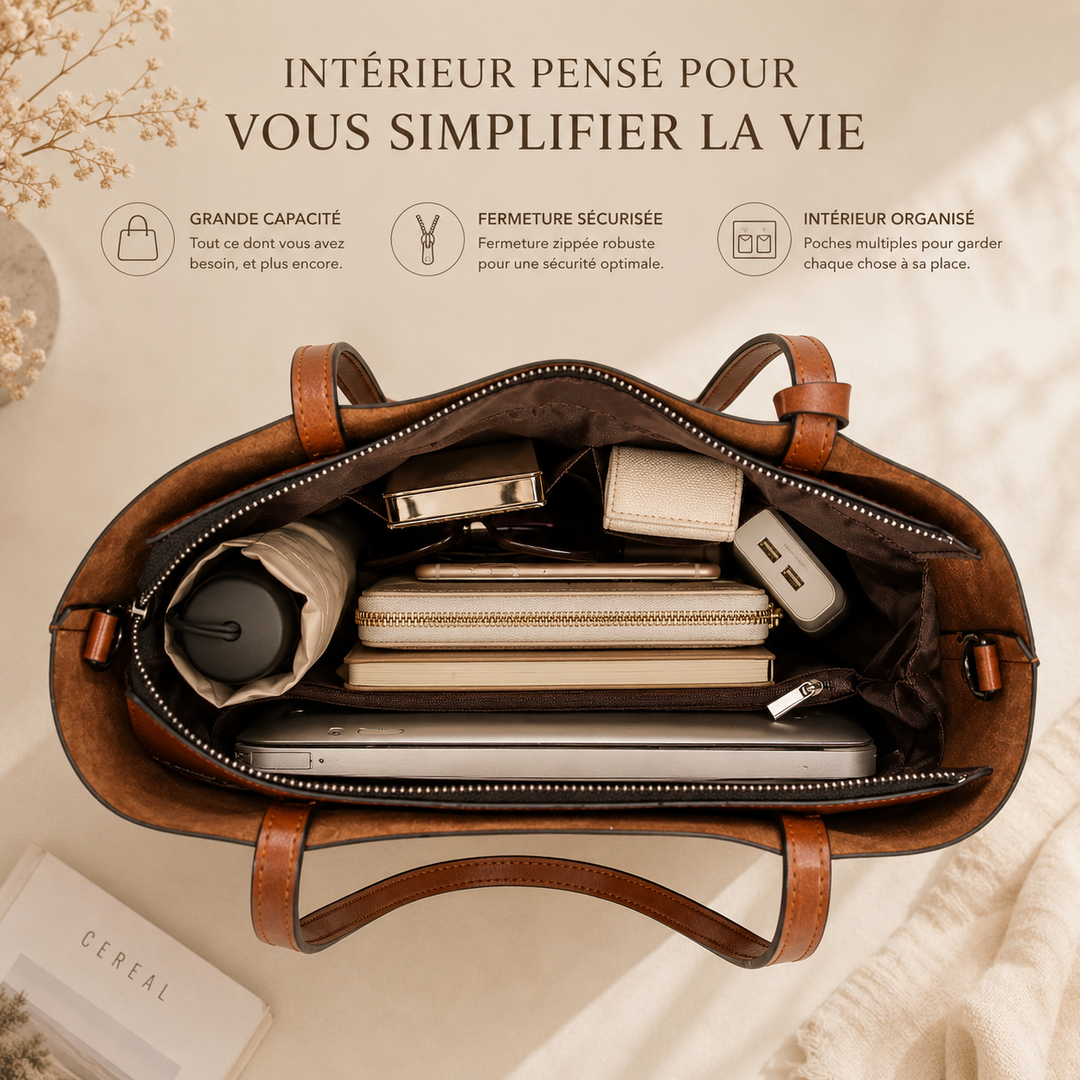 Sac cabas en cuir PU pour femme, spacieux et chic, idéal pour la ville.