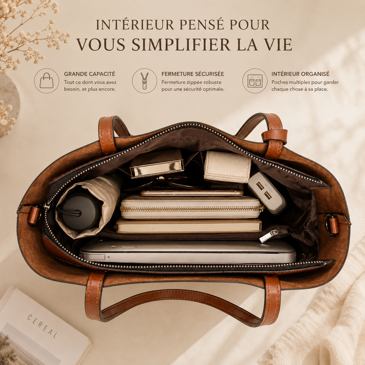 Sac cabas en cuir PU pour femme, spacieux et chic, idéal pour la ville.