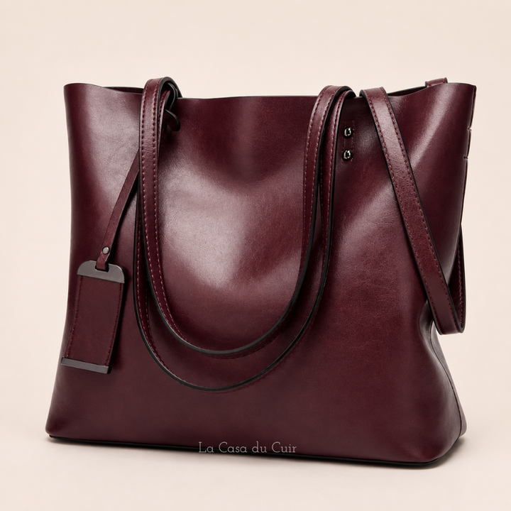 Sac épaule cabas en cuir PU, design fonctionnel pour femme active au quotidien.