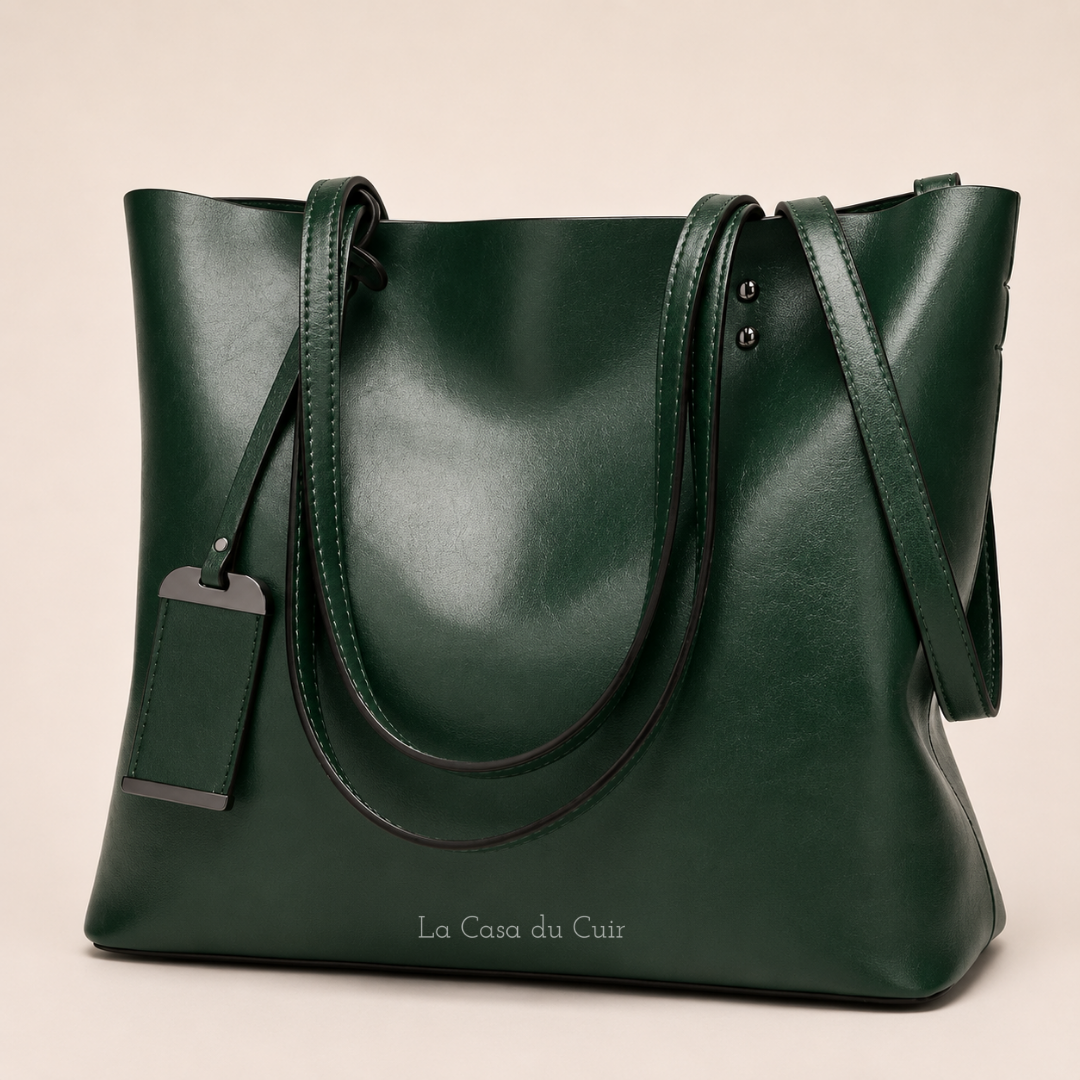 Sac à main cabas en cuir PU, grand volume, parfait pour le quotidien et le travail.