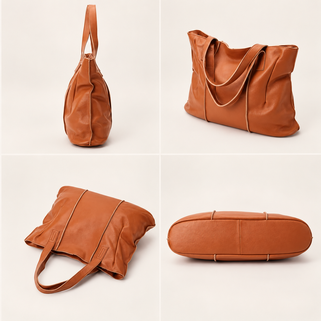 Cabas cuir véritable noir, modèle Sofia, grand sac pour femme, pratique pour le travail quotidien.