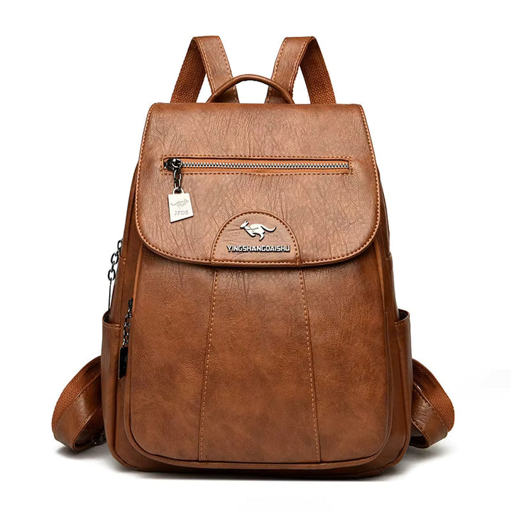 Intérieur du sac à dos Silvy en cuir PU, avec compartiments organisés pour femme, très pratique.
